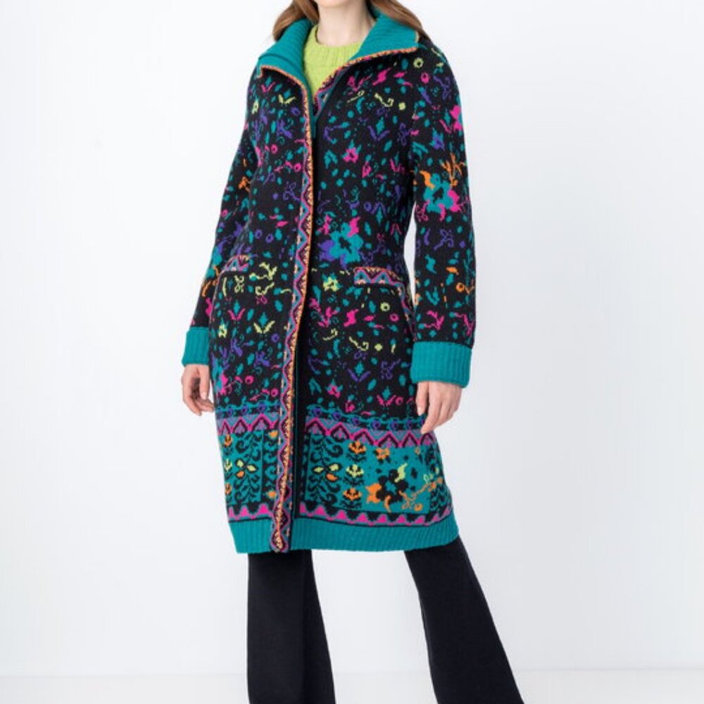 IVKO Woman IVKO Jacquard Coat Floral Pattern Black Size: 44 (2XL) 232501